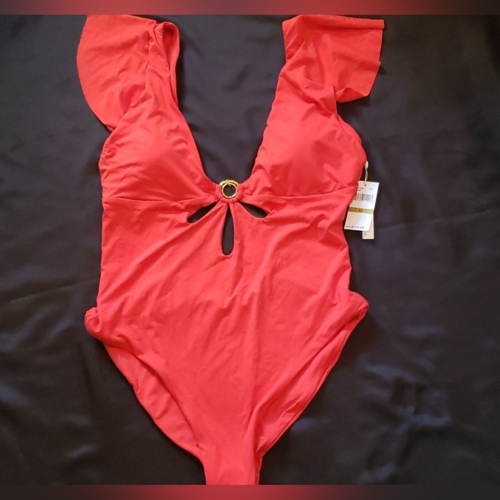 Trina Turk NWT size 14 one piece bright orange swimsuit